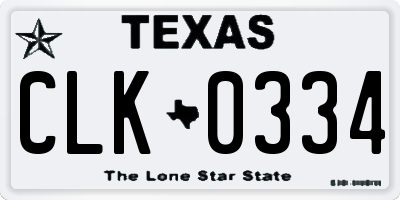 TX license plate CLK0334