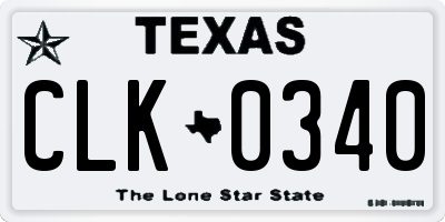 TX license plate CLK0340
