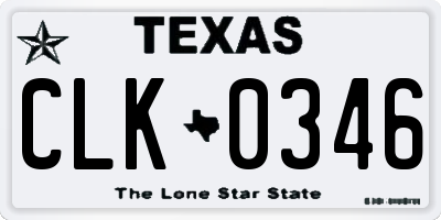 TX license plate CLK0346