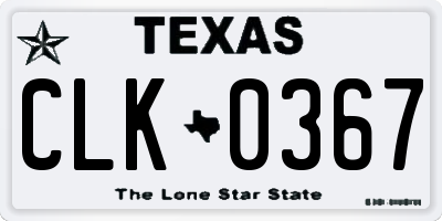 TX license plate CLK0367