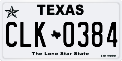 TX license plate CLK0384