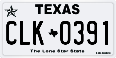 TX license plate CLK0391