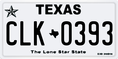 TX license plate CLK0393