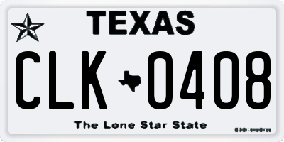 TX license plate CLK0408