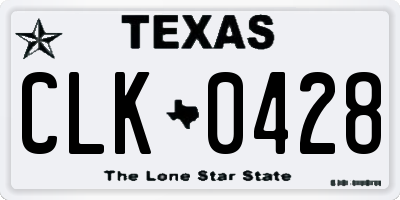 TX license plate CLK0428