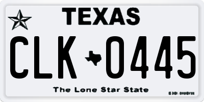 TX license plate CLK0445