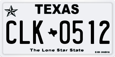 TX license plate CLK0512