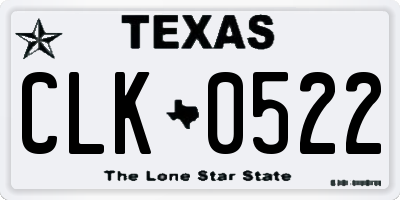 TX license plate CLK0522
