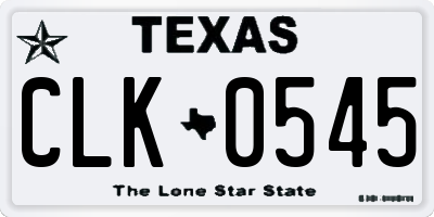 TX license plate CLK0545