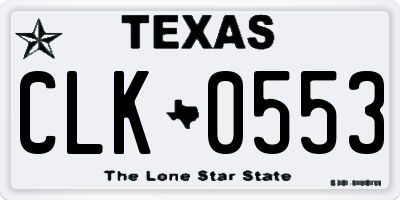 TX license plate CLK0553