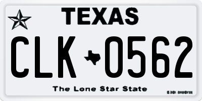 TX license plate CLK0562
