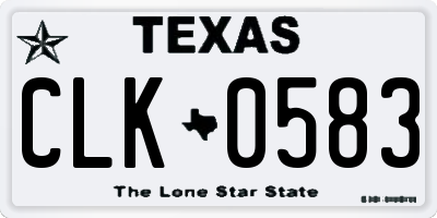 TX license plate CLK0583
