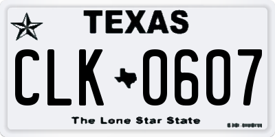 TX license plate CLK0607