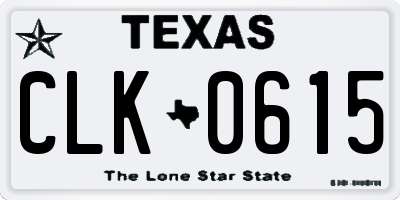 TX license plate CLK0615