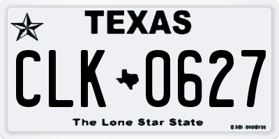 TX license plate CLK0627