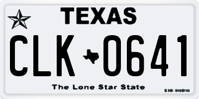 TX license plate CLK0641