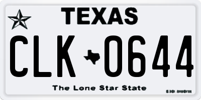 TX license plate CLK0644