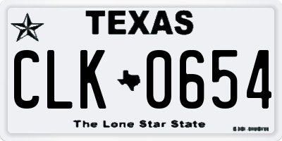 TX license plate CLK0654