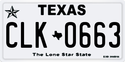 TX license plate CLK0663