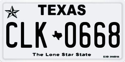 TX license plate CLK0668