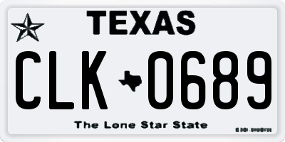 TX license plate CLK0689