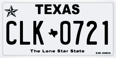 TX license plate CLK0721