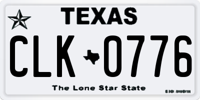 TX license plate CLK0776