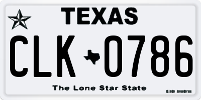 TX license plate CLK0786
