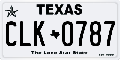 TX license plate CLK0787