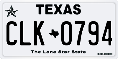 TX license plate CLK0794