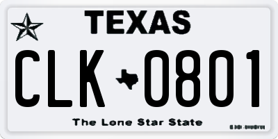 TX license plate CLK0801