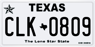 TX license plate CLK0809