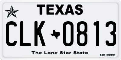 TX license plate CLK0813