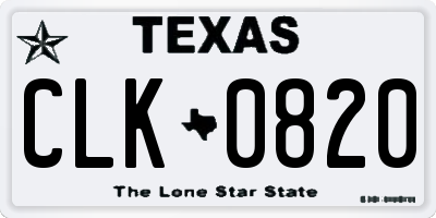 TX license plate CLK0820