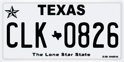 TX license plate CLK0826