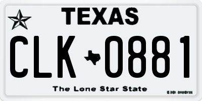 TX license plate CLK0881