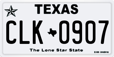 TX license plate CLK0907