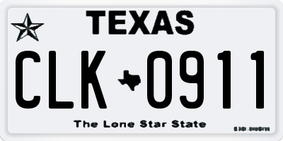 TX license plate CLK0911
