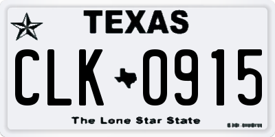 TX license plate CLK0915