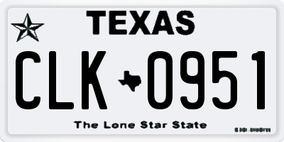 TX license plate CLK0951