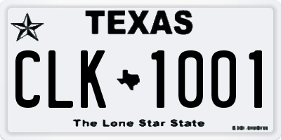TX license plate CLK1001
