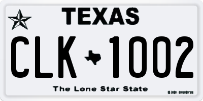 TX license plate CLK1002