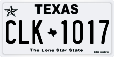 TX license plate CLK1017