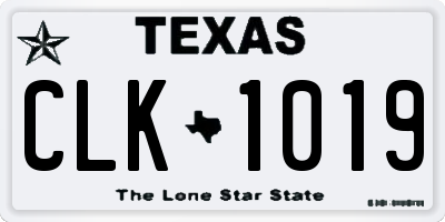 TX license plate CLK1019