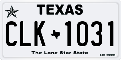 TX license plate CLK1031
