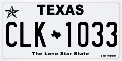 TX license plate CLK1033