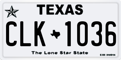 TX license plate CLK1036