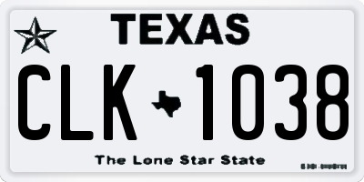 TX license plate CLK1038