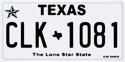TX license plate CLK1081