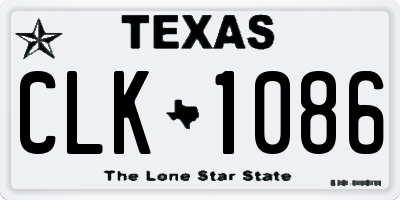 TX license plate CLK1086